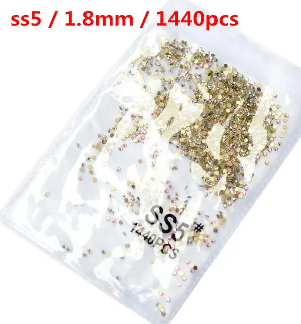 SS3-SS8 1440 pcs Clear Crystal AB gold 3D Non Hot Fix Flat Back Nail Art Rhinestones Decorations Natalia Home Fashion   Gold-AB-SS5-1440pcs Natalia Home Fashion