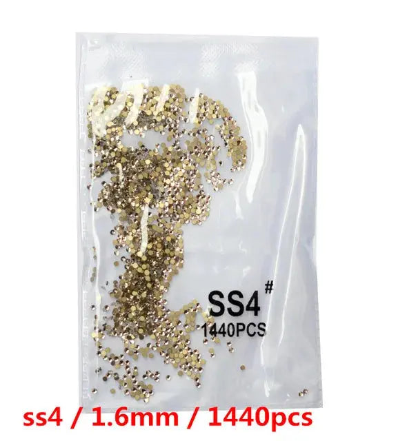 SS3-SS8 1440 pcs Clear Crystal AB gold 3D Non Hot Fix Flat Back Nail Art Rhinestones Decorations Natalia Home Fashion   Gold-white-SS4-1440 Natalia Home Fashion