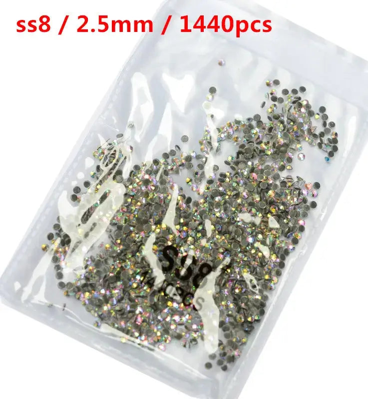 SS3-SS8 1440 pcs Clear Crystal AB gold 3D Non Hot Fix Flat Back Nail Art Rhinestones Decorations Natalia Home Fashion   Glue-AB-SS8-1440pcs Natalia Home Fashion