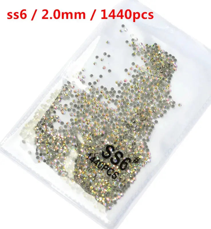 SS3-SS8 1440 pcs Clear Crystal AB gold 3D Non Hot Fix Flat Back Nail Art Rhinestones Decorations Natalia Home Fashion   Glue-AB-SS6-1440pcs Natalia Home Fashion