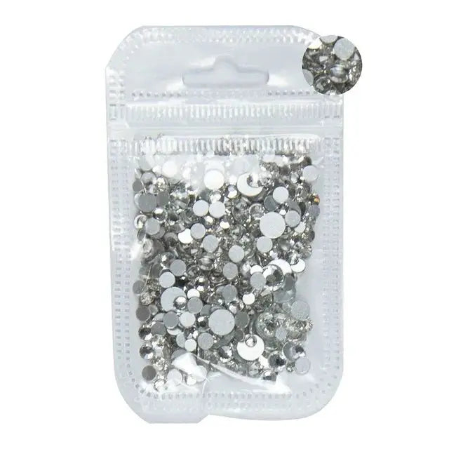 SS3-SS8 1440 pcs Clear Crystal AB gold 3D Non Hot Fix Flat Back Nail Art Rhinestones Decorations Natalia Home Fashion   Clear-white-Mix5Gram Natalia Home Fashion