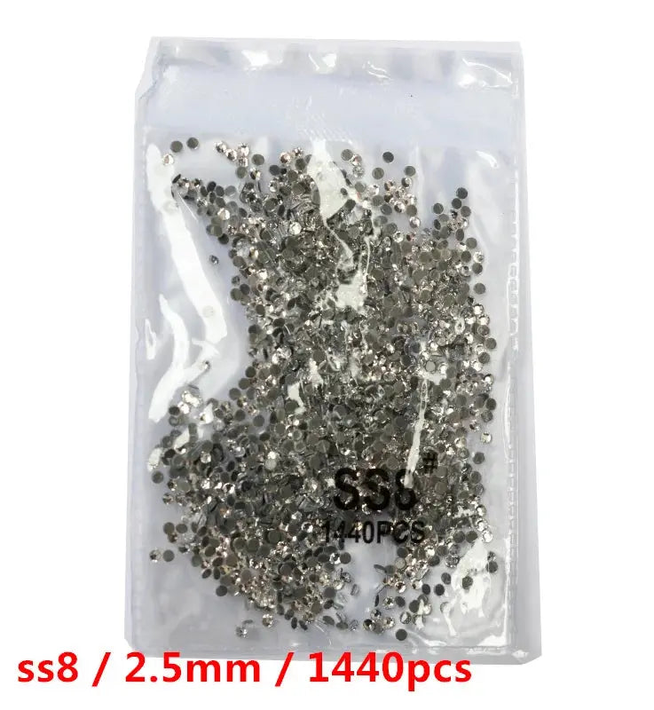 SS3-SS8 1440 pcs Clear Crystal AB gold 3D Non Hot Fix Flat Back Nail Art Rhinestones Decorations Natalia Home Fashion   Glue-white-SS8-1440 Natalia Home Fashion