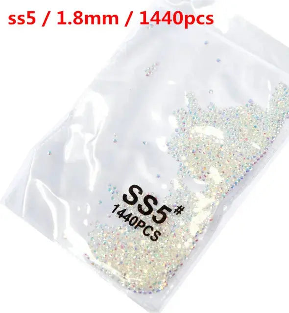 SS3-SS8 1440 pcs Clear Crystal AB gold 3D Non Hot Fix Flat Back Nail Art Rhinestones Decorations Natalia Home Fashion   Clear-AB-SS5-1440 Natalia Home Fashion