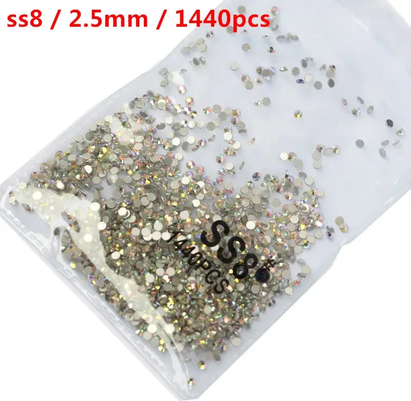 SS3-SS8 1440 pcs Clear Crystal AB gold 3D Non Hot Fix Flat Back Nail Art Rhinestones Decorations Natalia Home Fashion   AB-SS8-1440pcs Natalia Home Fashion