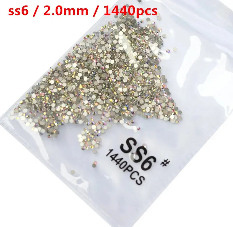 SS3-SS8 1440 pcs Clear Crystal AB gold 3D Non Hot Fix Flat Back Nail Art Rhinestones Decorations Natalia Home Fashion   AB-SS6-1440pcs Natalia Home Fashion