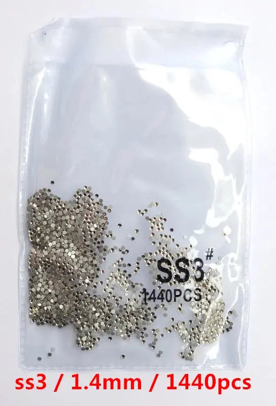 SS3-SS8 1440 pcs Clear Crystal AB gold 3D Non Hot Fix Flat Back Nail Art Rhinestones Decorations Natalia Home Fashion   white-SS3-1440pcs Natalia Home Fashion