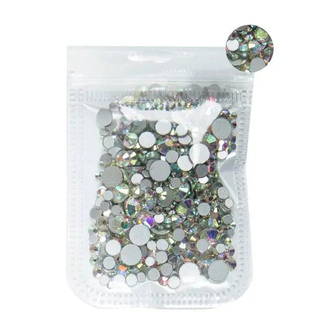 SS3-SS8 1440 pcs Clear Crystal AB gold 3D Non Hot Fix Flat Back Nail Art Rhinestones Decorations Natalia Home Fashion   AB-Mix-sizes-5-Gram Natalia Home Fashion