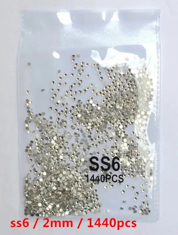 SS3-SS8 1440 pcs Clear Crystal AB gold 3D Non Hot Fix Flat Back Nail Art Rhinestones Decorations Natalia Home Fashion   white-SS6-1440pcs Natalia Home Fashion