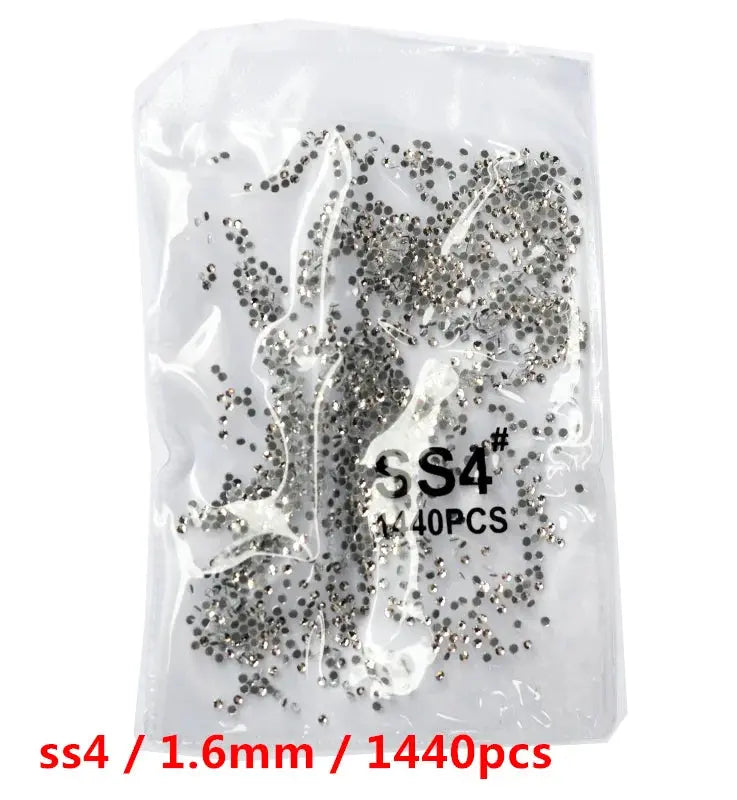 SS3-SS8 1440 pcs Clear Crystal AB gold 3D Non Hot Fix Flat Back Nail Art Rhinestones Decorations Natalia Home Fashion   Glue-white-SS4-1440 Natalia Home Fashion