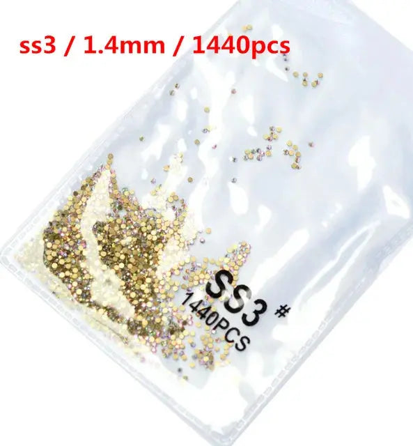 SS3-SS8 1440 pcs Clear Crystal AB gold 3D Non Hot Fix Flat Back Nail Art Rhinestones Decorations Natalia Home Fashion   Gold-AB-SS3-1440pcs Natalia Home Fashion