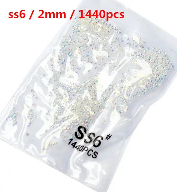 SS3-SS8 1440 pcs Clear Crystal AB gold 3D Non Hot Fix Flat Back Nail Art Rhinestones Decorations Natalia Home Fashion   Clear-AB-SS6-1440 Natalia Home Fashion