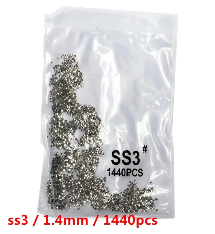 SS3-SS8 1440 pcs Clear Crystal AB gold 3D Non Hot Fix Flat Back Nail Art Rhinestones Decorations Natalia Home Fashion   Glue-white-SS3-1440 Natalia Home Fashion