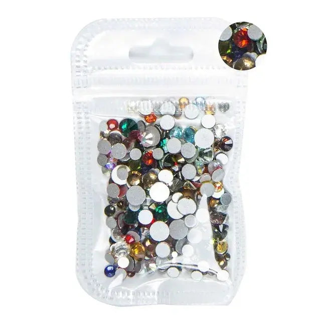 SS3-SS8 1440 pcs Clear Crystal AB gold 3D Non Hot Fix Flat Back Nail Art Rhinestones Decorations Natalia Home Fashion   5Gram-Mix-Colors Natalia Home Fashion