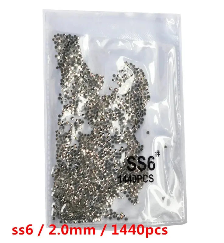 SS3-SS8 1440 pcs Clear Crystal AB gold 3D Non Hot Fix Flat Back Nail Art Rhinestones Decorations Natalia Home Fashion   Glue-white-SS6-1440 Natalia Home Fashion