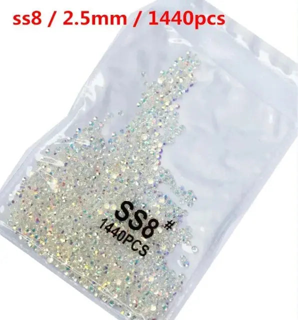 SS3-SS8 1440 pcs Clear Crystal AB gold 3D Non Hot Fix Flat Back Nail Art Rhinestones Decorations Natalia Home Fashion   Clear-AB-SS8-1440 Natalia Home Fashion