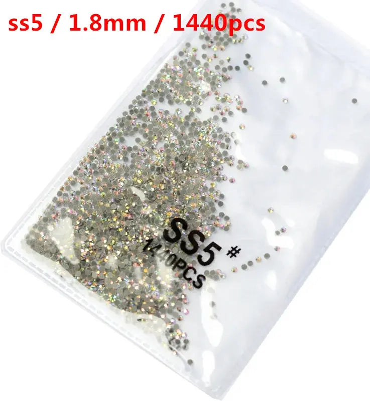 SS3-SS8 1440 pcs Clear Crystal AB gold 3D Non Hot Fix Flat Back Nail Art Rhinestones Decorations Natalia Home Fashion   Glue-AB-SS5-1440pcs Natalia Home Fashion