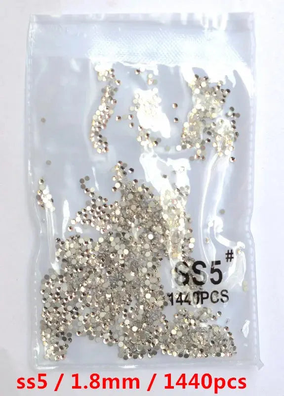 SS3-SS8 1440 pcs Clear Crystal AB gold 3D Non Hot Fix Flat Back Nail Art Rhinestones Decorations Natalia Home Fashion   white-SS5-1440pcs Natalia Home Fashion