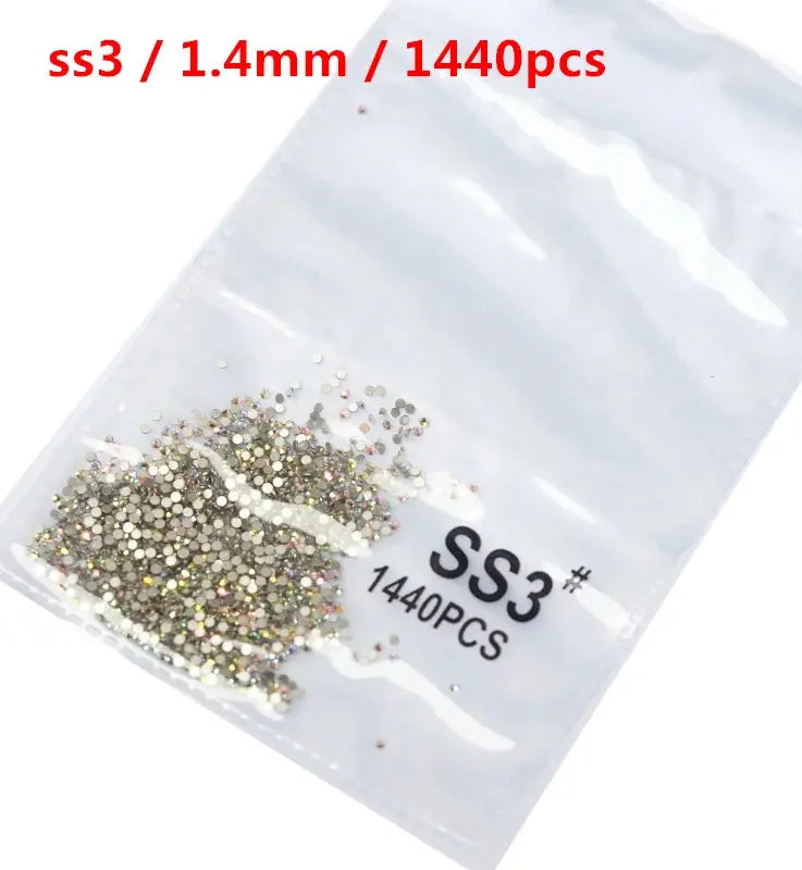 SS3-SS8 1440 pcs Clear Crystal AB gold 3D Non Hot Fix Flat Back Nail Art Rhinestones Decorations Natalia Home Fashion   AB-SS3-1440pcs Natalia Home Fashion