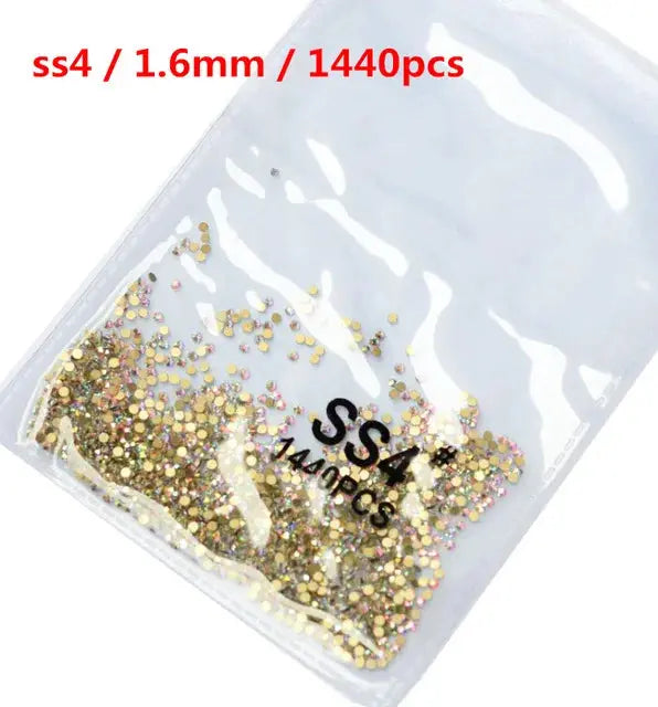 SS3-SS8 1440 pcs Clear Crystal AB gold 3D Non Hot Fix Flat Back Nail Art Rhinestones Decorations Natalia Home Fashion   Gold-AB-SS4-1440pcs Natalia Home Fashion