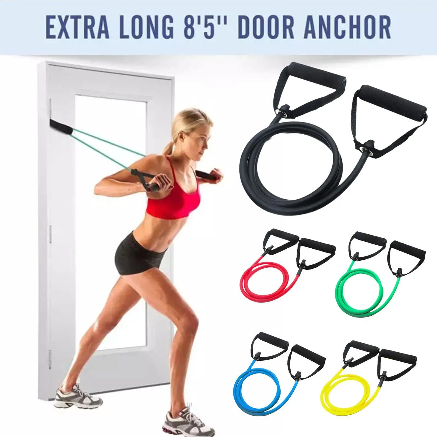 5 Levels Resistance Bands With Handles Yoga Pull Rope Elastic Fitness Exercise Tube Band For Home Workouts Strength Training