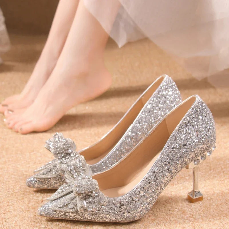 Women's Rhinestone Wedding Shoes Shoes Luxury Buckle Decorative Banquet Women's Shoes High Heels