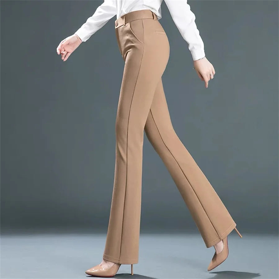 High Waist Office Flare Pants Slim Casual Trousers Strecth OL Boot Cut Pantalones New Women Spodnie Korea Formal Skinny Broek Natalia Home Fashion   Camel-CHINA-XXXL Natalia Home Fashion