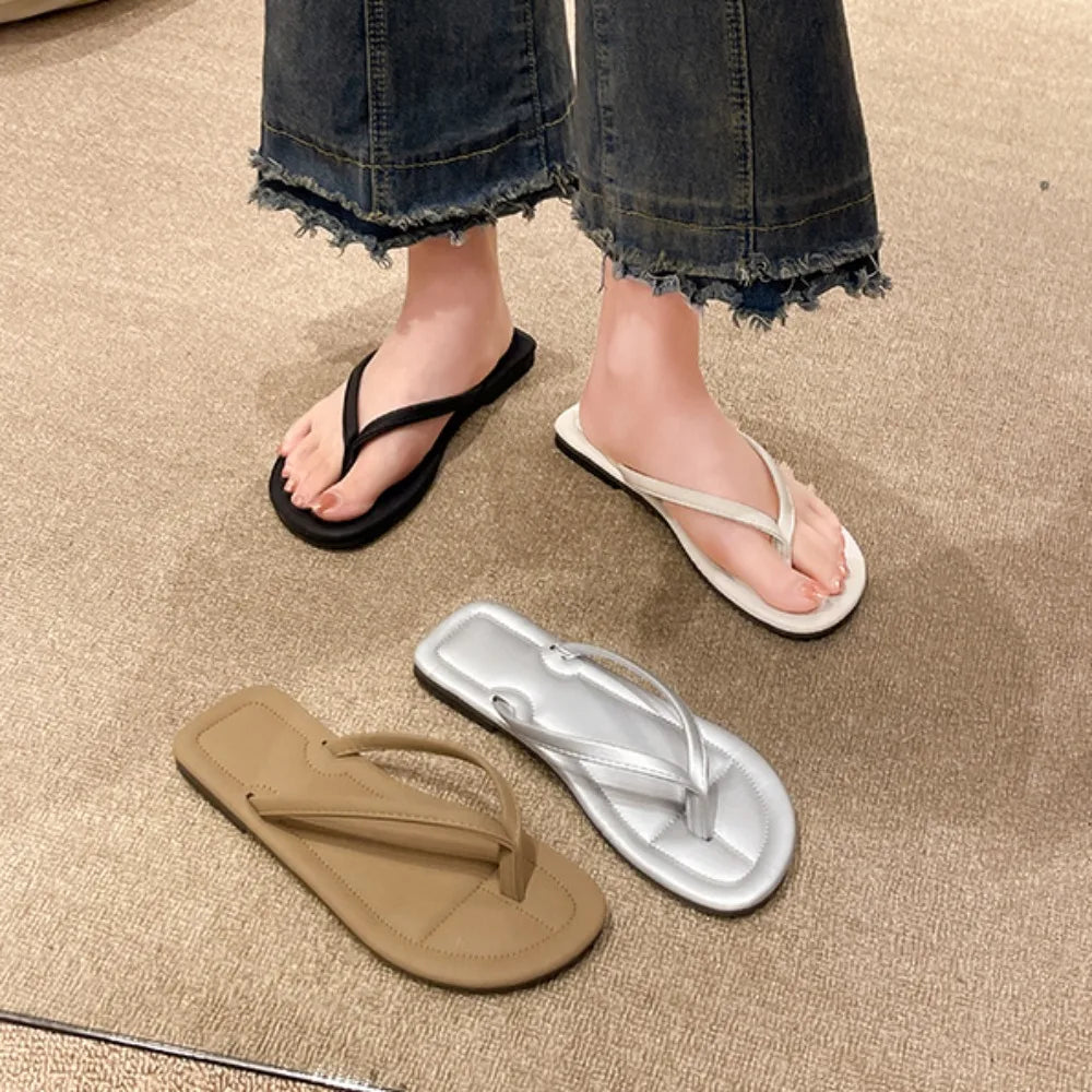 Sandals Women Summer  Clip Toe Flip Flops Outdoor Fashion Flat Casual Non-slip Sandals Female Beach Mules