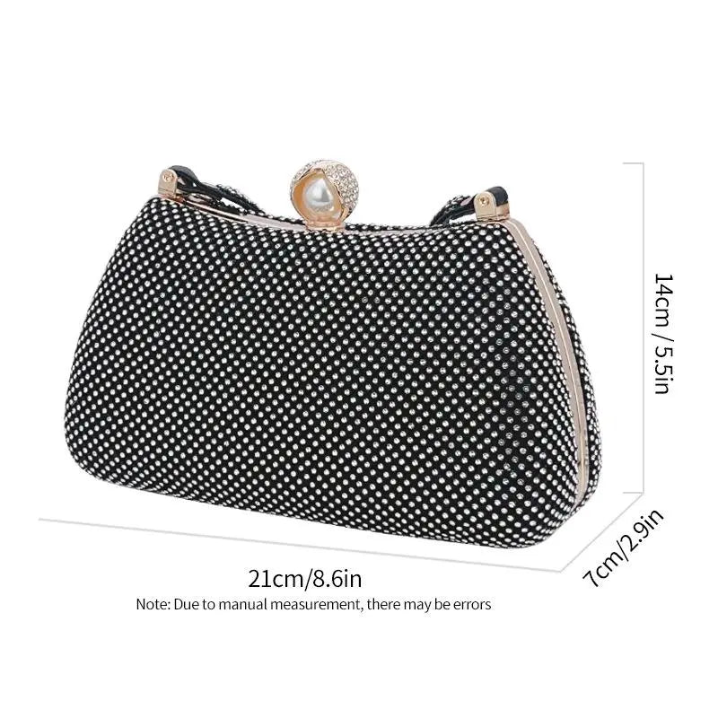 Satchel Metal Double Chain Hand Party Stylish Ladies Luxury Rhinestone Mesh Evening Clutch Bag My Store