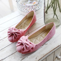 Fashion Print Bowtie Women's Flats Flock Round Toe Slip On Ballet Flats For Woman Ladies Casual Boat Shoes