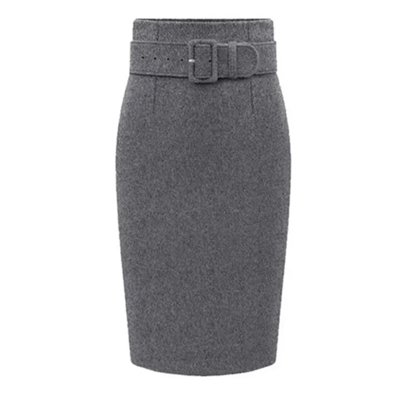 Women Autumn Fashion Style Knee Length Skirt 2024 Ladies Front Sashes Girl Pencil Skirts Femme Female Black Jupe Goth Skirts Natalia Home Fashion   Gray-XXXL Natalia Home Fashion