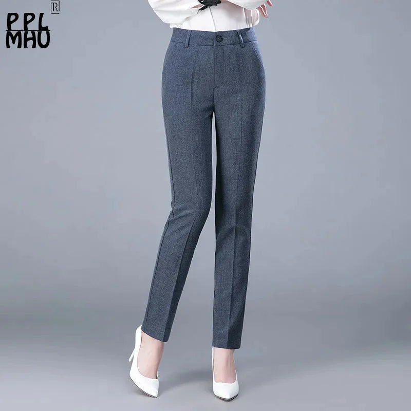 High Waist Formal Ankle Length Pants Women Casual Classic Slim Pantalones Korean Office Pencil Sweatpants Straight Suit Trousers Natalia Home Fashion    Natalia Home Fashion