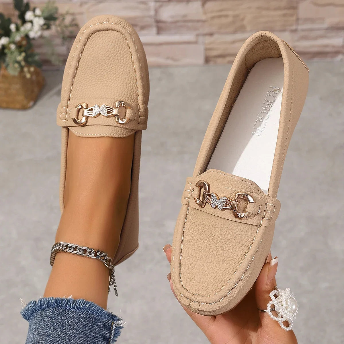 Women's Casual Slip on Mary Jane Shoes Spring Autumn Comfortable Round Toe Solid Soft Sole Flat Loafers