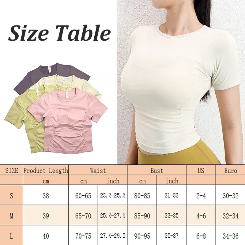 Aiithuug Seamless Slimming Waist Up Yoga Short Sleeve Gym Shirts Stretch Breathable Daily Sports Tennis Golf Tops Fitness Crops Natalia Home Fashion    Natalia Home Fashion