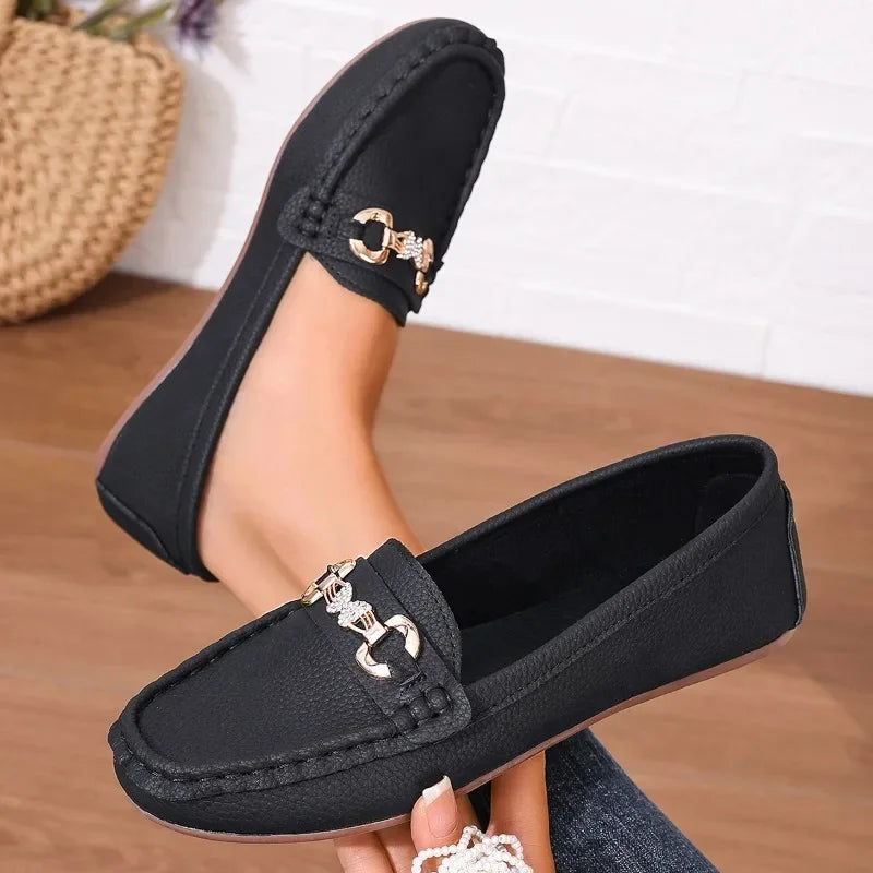 Women's Casual Slip on Mary Jane Shoes Spring Autumn Comfortable Round Toe Solid Soft Sole Flat Loafers