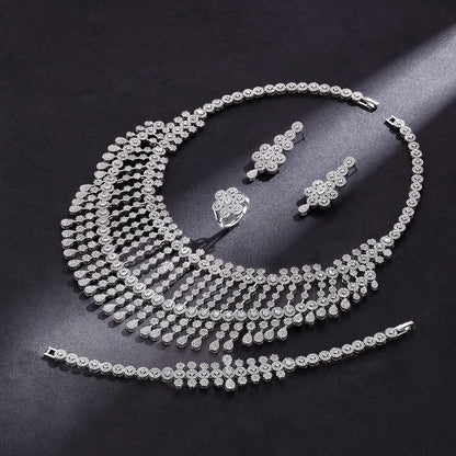 2024 Bride Wedding Jewelry Set for Women Dubai Luxury Jewelry and Accessories Bride Elegant Necklace and Earring Set Natalia Home Fashion   45cm-CHINA-white-resizable Natalia Home Fashion