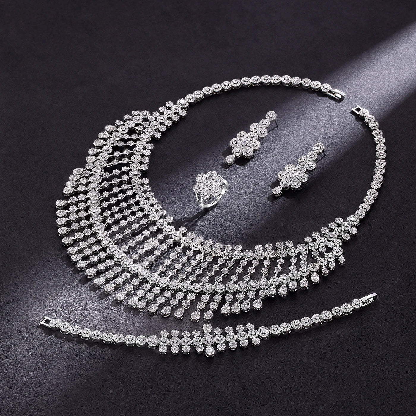 2024 Bride Wedding Jewelry Set for Women Dubai Luxury Jewelry and Accessories Bride Elegant Necklace and Earring Set Natalia Home Fashion    Natalia Home Fashion