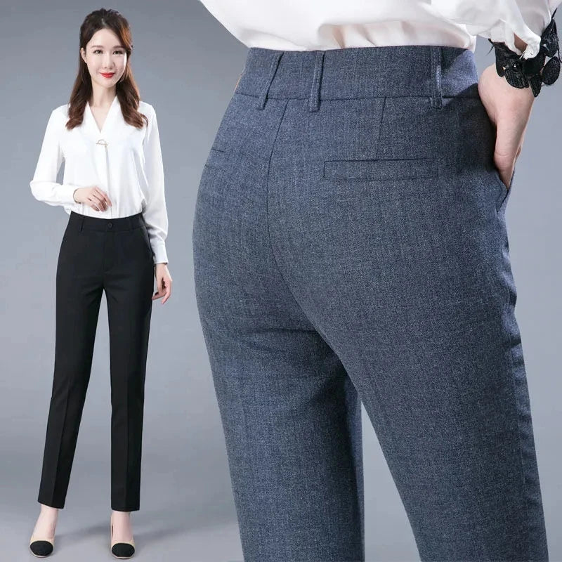 High Waist Formal Ankle Length Pants Women Casual Classic Slim Pantalones Korean Office Pencil Sweatpants Straight Suit Trousers Natalia Home Fashion    Natalia Home Fashion