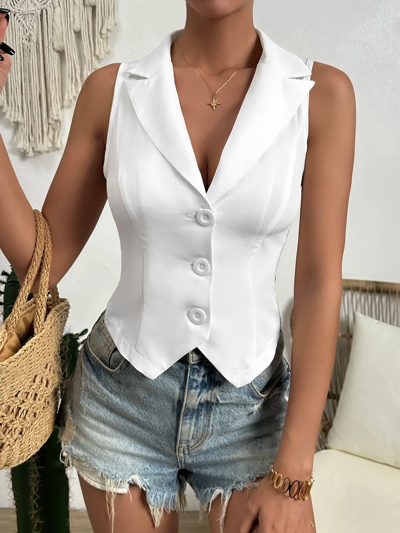 spring new women's fashion casual slim vest Causal tops Sleeve less