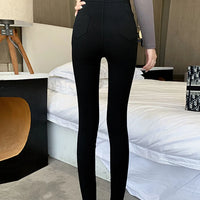 Fashion Women's Trousers 2022 Autumn New High-elastic Double-breasted Tight-fitting High-waisted Slimming Pants Women's Pants Natalia Home Fashion    Natalia Home Fashion