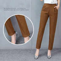 Women's High Waist Pants Spring and Summer Thin Stretch Women's Loose Trousers Casual Suit Pants Straight Office Ladies Clothes Natalia Home Fashion    Natalia Home Fashion