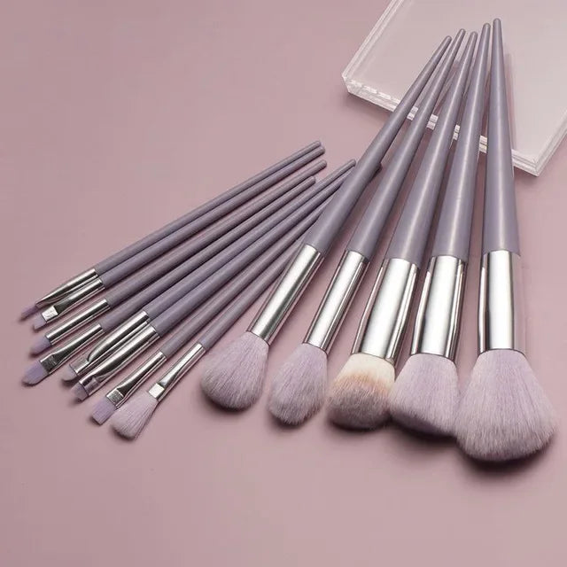 13Pcs Soft Fluffy Makeup Brushes Set for Cosmetics Foundation Blush Powder Eyeshadow Kabuki Blending Makeup Brush Beauty Tool Natalia Home Fashion   Purple-with-bag Natalia Home Fashion