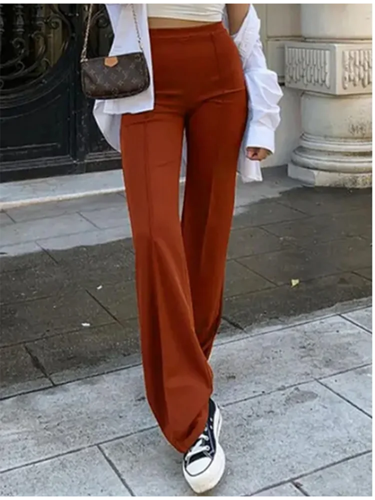 Women's Slim Bell-Bottoms Trousers Trendy Spring Autumn Pants Office Lady Solid Color Flared Trousers Natalia Home Fashion    Natalia Home Fashion