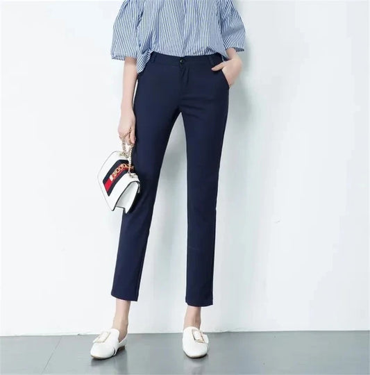 Fashion Ankle Length Suit Pants Office Lady Pencil Pantalones 8 Color Spring High Waist Women's Capris Basic Slim Work Trousers Natalia Home Fashion   navy-blue-CHINA-3XL-65-75kg Natalia Home Fashion