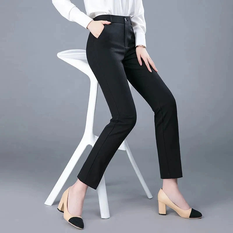 High Waist Formal Ankle Length Pants Women Casual Classic Slim Pantalones Korean Office Pencil Sweatpants Straight Suit Trousers Natalia Home Fashion    Natalia Home Fashion