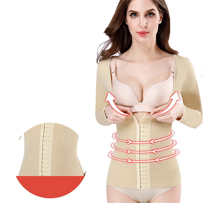 Women's Corset Top Long Sleeve Seamless Waist Shaper Underwear Arm Shaper Tummy Slimming Sheath Flat Belly Shaperwear Natalia Home Fashion    Natalia Home Fashion