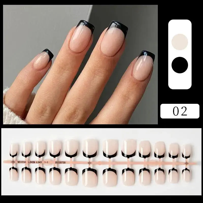 24Pcs/Set White French Press on Fake Nails Full Cover Artificial Wearable Nail Beauty Tips Naked French White False Nails Art Natalia Home Fashion    Natalia Home Fashion