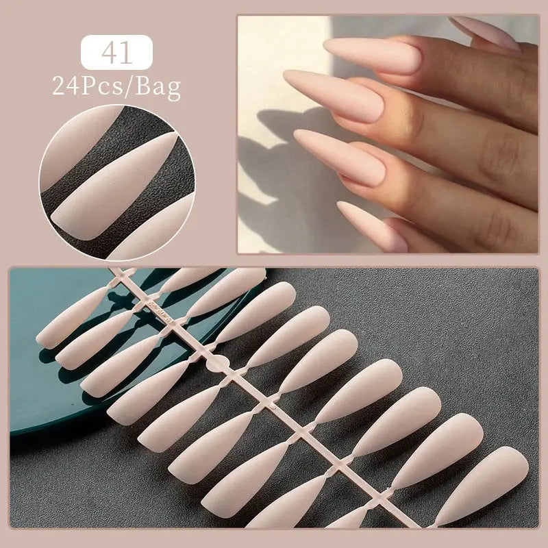 24Pcs/Set White French Press on Fake Nails Full Cover Artificial Wearable Nail Beauty Tips Naked French White False Nails Art Natalia Home Fashion   YA41 Natalia Home Fashion