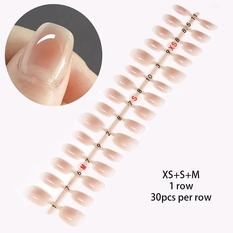 24Pcs/Set White French Press on Fake Nails Full Cover Artificial Wearable Nail Beauty Tips Naked French White False Nails Art Natalia Home Fashion   YU05 Natalia Home Fashion