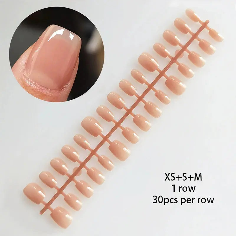 24Pcs/Set White French Press on Fake Nails Full Cover Artificial Wearable Nail Beauty Tips Naked French White False Nails Art Natalia Home Fashion   YU11 Natalia Home Fashion