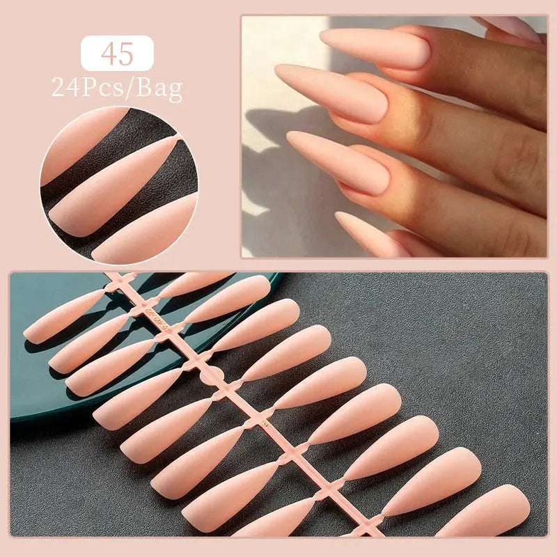 24Pcs/Set White French Press on Fake Nails Full Cover Artificial Wearable Nail Beauty Tips Naked French White False Nails Art Natalia Home Fashion   YA45 Natalia Home Fashion